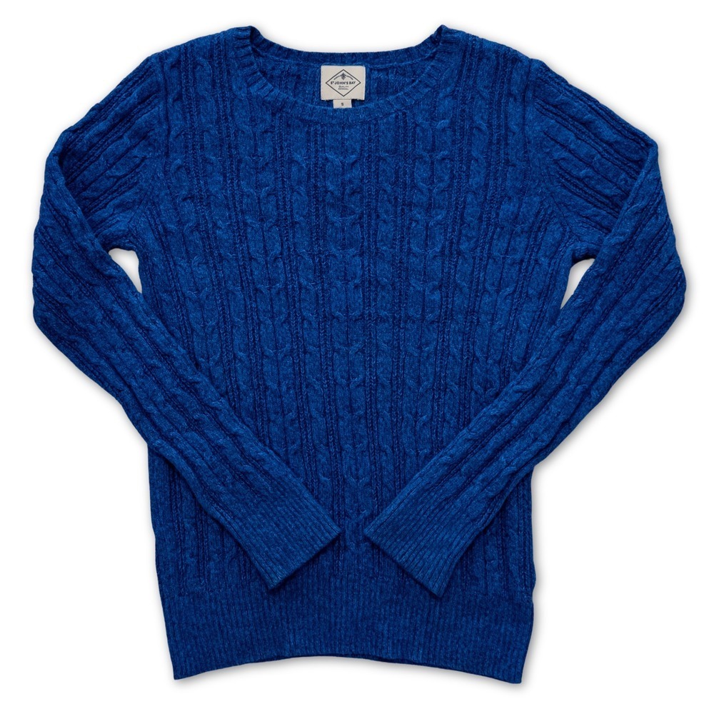 St. John's Bay‎ Cable Knit Sweater Women's Size Small Blue Crew Neck